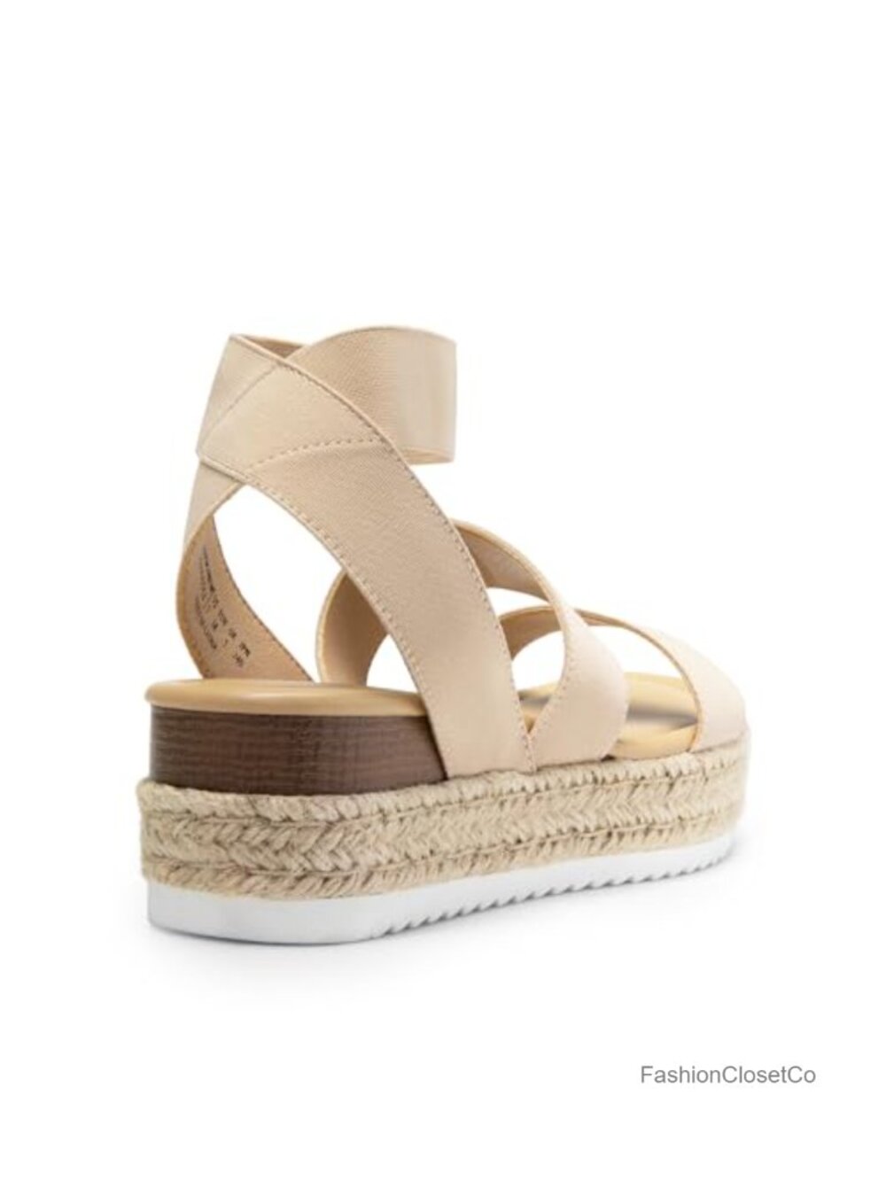 Strappy Espadrille Platform Wedge Sandals with Stretchy Straps, Anti-Slip Vegan - Picture 4 of 6